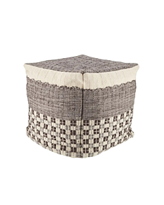 Jaipur Living Seaton Indoor/ Outdoor Geometric Gray/ Cream Cube Pouf