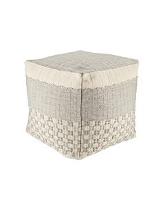 Jaipur Living Seaton Indoor/ Outdoor Geometric Light Gray/ Cream Cube Pouf