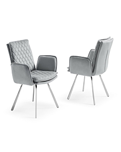 Novel Armchair, Light Gray Fabric Upholstered, Chrome Frame| Creative Furniture