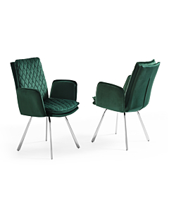Novel Armchair, Green Fabric Upholstered, Chrome Frame| Creative Furniture