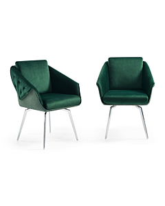 Jess Armchair in Green Velvet, Chrome Frame | Creative Furniture