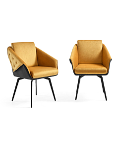 Jess Armchair in Yellow Velvet, Black Frame | Creative Furniture