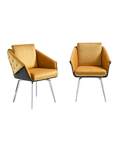 Jess Armchair in Yellow Velvet, Chrome Frame | Creative Furniture