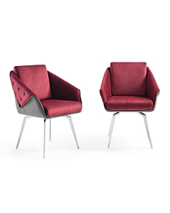 Jess Armchair in Bordeaux Velvet, Chrome Frame | Creative Furniture