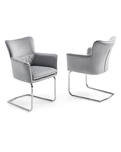 Loran Armchair, Light Gray Fabric Upholstered, Chrome Frame| Creative Furniture