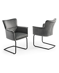 Loran Armchair, Gray Velvet Fabric Upholstered, Black Frame| Creative Furniture