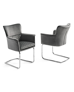 Loran Armchair, Gray Velvet Fabric Upholstered, Chrome Frame| Creative Furniture