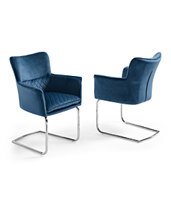 Loran Armchair, Blue Velvet Fabric Upholstered, Chrome Frame| Creative Furniture