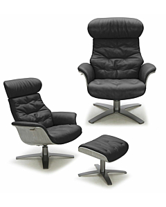 J & M Karma Lounge Chair in Black Leather