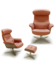 J & M Karma Lounge Chair in Pumpkin Leather