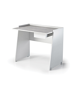 Casabianca Marco Office Desk in White Wood Grain and Light Gray Concrete Melamine