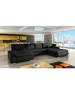 Cortex Leandro Sectional Sleeper Sofa, Black