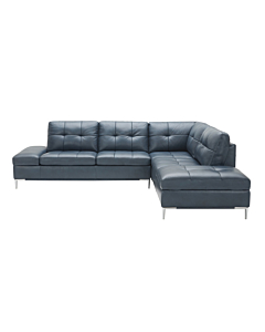 Cortex Leonardo Leather Sectional with Storage, Navy-Blue