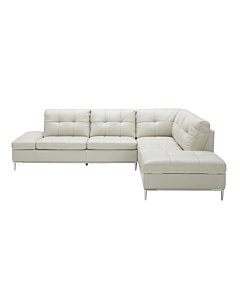 Cortex Leonardo Leather Sectional with Storage, Silver Gray