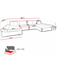 Cortex LIA Sectional Sleeper Sofa, Universal Corner