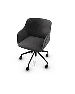 Calligaris Elle Upholstered And Swivelling Armchair Adjustable In Height With Aluminum Base With Casters
