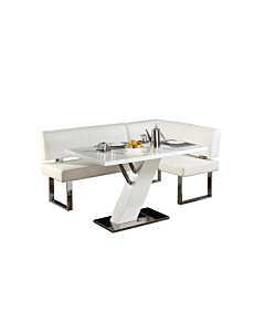 Chintaly Linden Contemporary Dining Set with Wooden Dining Table & Upholstered Nook