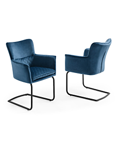 Loran Armchair, Blue Velvet Fabric Upholstered, Black Frame| Creative Furniture