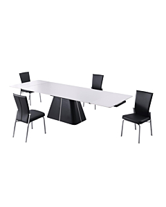 Chintaly Mabel Contemporary Dining Set with Extendable Table & Motion Back Chairs