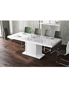 Cortex Amigo 63" Extendable Dining Table, Venatino-White Finish