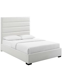 Modway Genevieve Faux Leather Platform Bed, Queen, White