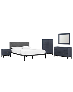 Modway Dakota 5 Piece Modern, Upholstered Bedroom Set