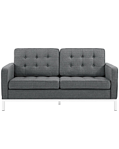 Modway Loft Upholstered Fabric Loveseat in Teal