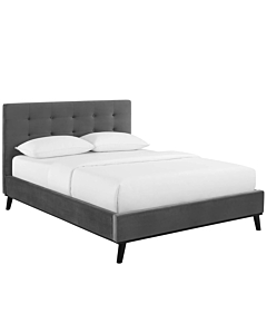 Modway McKenzie Biscuit Tufted Performance Velvet Platform Bed, Queen