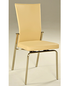 Chintaly Molly Motion Back Side Chair, Beige with Brushed Steel Legs