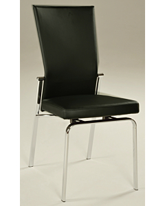 Chintaly Molly Motion Back Side Chair, Gray with Brushed Steel Legs