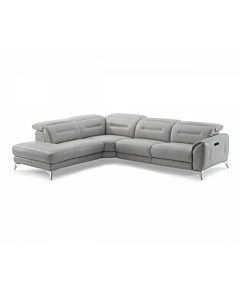 Neo Sectional with Power Recliner-Leather, Frost-Left Facing Chaise