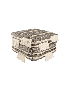 Nikki Chu by Jaipur Living Bahri Tribal Dark Gray/ Ivory Cube Pouf