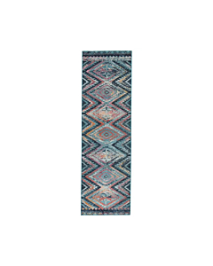 Nikki Chu by Jaipur Living Decca Indoor/ Outdoor Tribal Blue Multicolor Runner Rug 