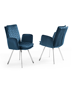 Novel Armchair, Blue Fabric Upholstered, Chrome Frame| Creative Furniture
