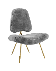 Modway Ponder Upholstered Sheepskin Fur Lounge Chair