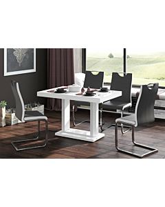 Cortex Quatro Dining Table With Extension, White High Gloss