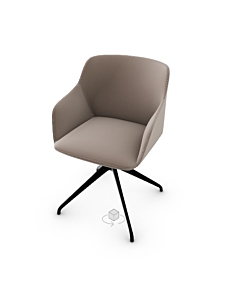 Calligaris Elle Upholstered Armchair With 360° Swivelling Aluminum Base
