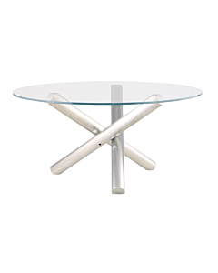 Chintaly Star Contemporary Dining Table with 48" Glass Top & Steel Base