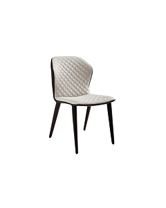 Casabianca Olivia Dining Chair, Dark Brown Pu-leather and Beige Diamond Pattern Seat