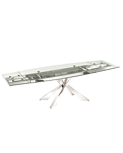Casabianca Icon Dining Table in Clear Glass with Polished stainless Steel Base