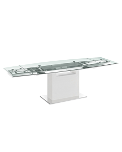 Casabianca Olivia Dining Table in Clear Glass with High Gloss White Lacquer Base