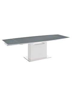 Casabianca Olivia Dining Table in Gray Glass with High Gloss White Lacquer Base