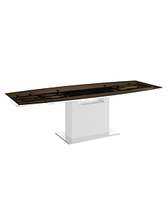 Casabianca Olivia Dining Table in Smoked Glass with High Gloss White Lacquer Base