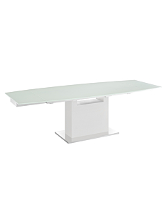 Casabianca Olivia Dining Table in White Glass with High Gloss White Lacquer Base