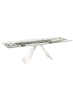 Casabianca Stanza Dining Table in Clear Glass with Polished Stainless Steel Base
