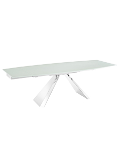 Casabianca Stanza Dining Table in White Glass with Polished Stainless Steel Base