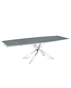 Casabianca Icon Motorized Dining Table in Gray Glass with Polished Stainless Steel Base
