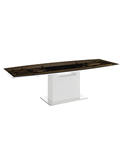 Casabianca Olivia Motorized Dining Table in Smoked Glass with High Gloss White Lacquer Base