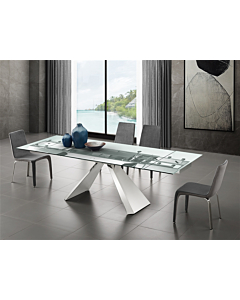 Casabianca Stanza Motorized Extendable Table, Transparent Glass Top