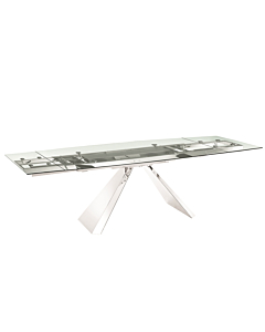 Casabianca Stanza Motorized Dining Table in Clear Glass with Polished Stainless Steel Base